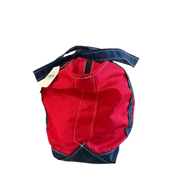 L.L. Bean NYLON Boat Tote Bag Medium Zipper Red Blue Stripe NWT 283728 - Picture 2 of 8